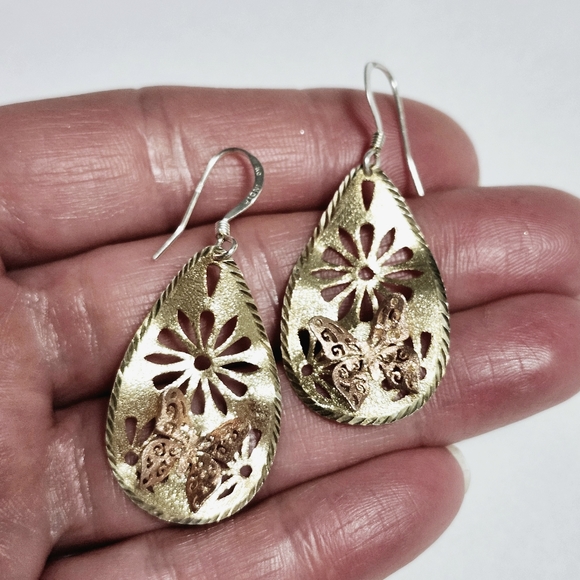 Butterfly 🦋 3D Drop Silver Earrings 1.75 " - Picture 7 of 10